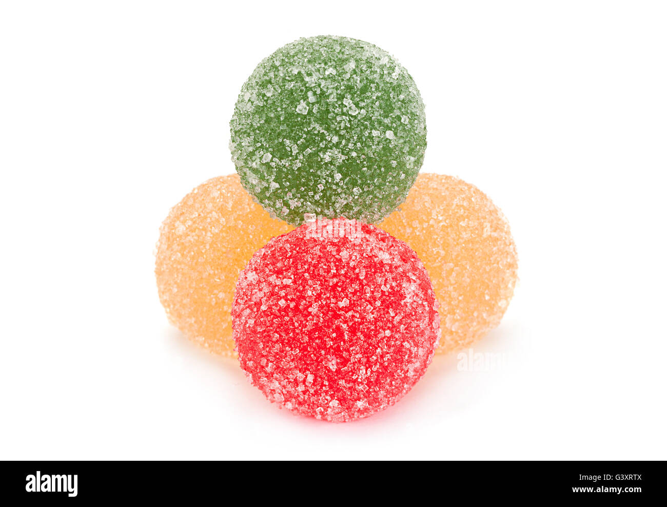 Gelée de fruits confits tour isolé sur fond blanc Banque D'Images