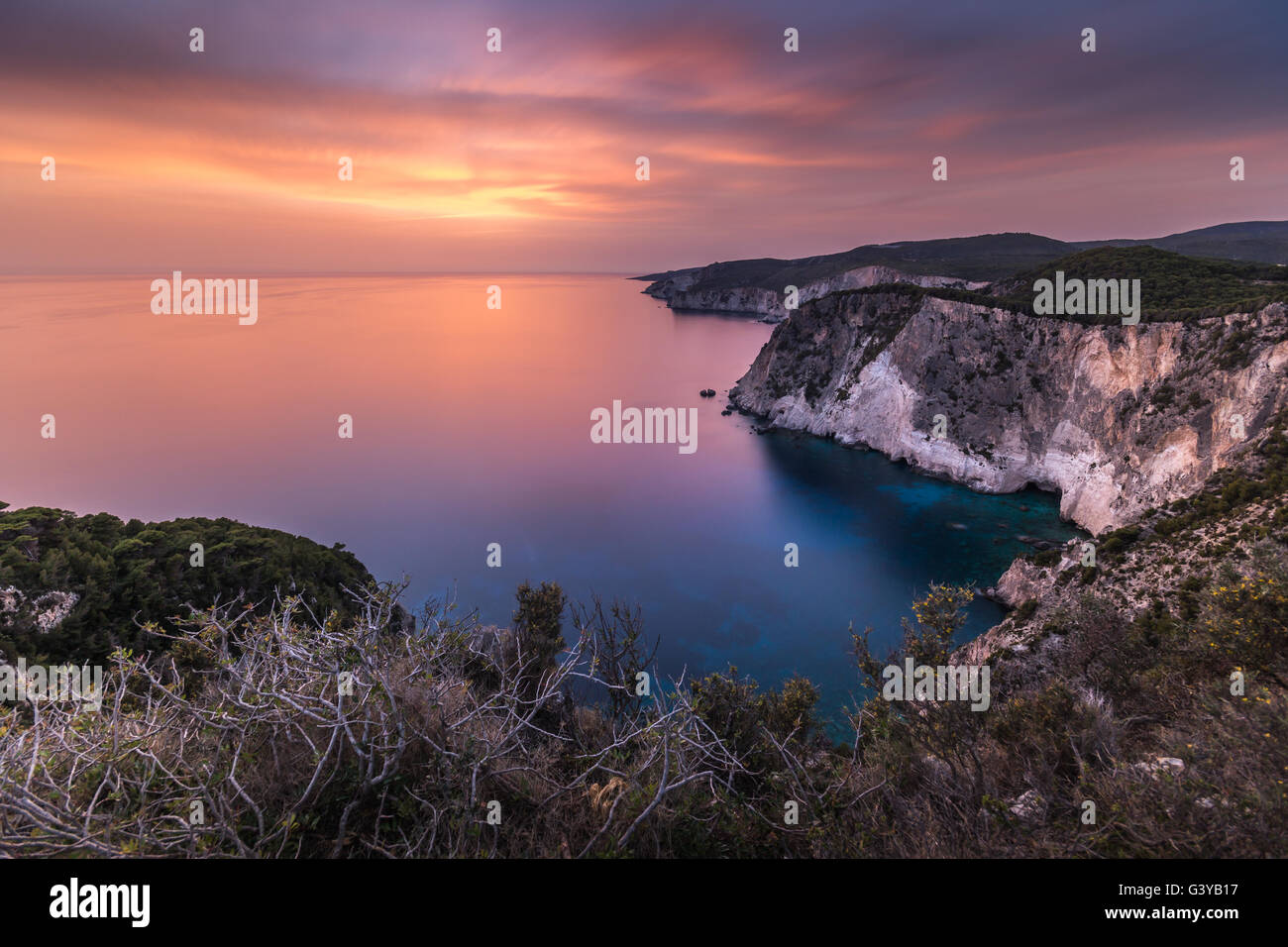 L'île de Zakynthos le beau coucher du soleil de Keri Banque D'Images