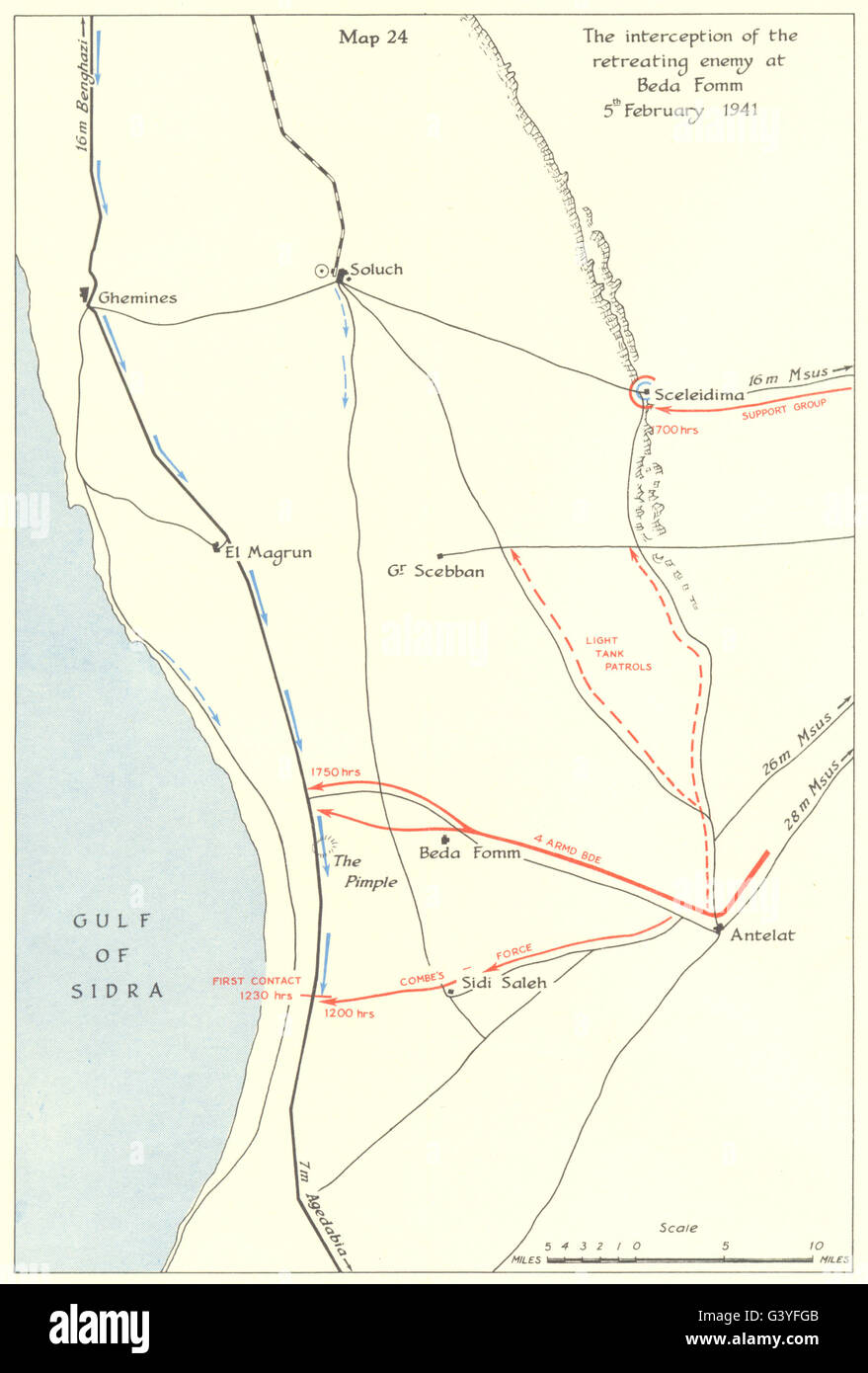 Libye : Graziani Cyrénaïque Jan-fév 1941 : ennemi interceptés à Beda Fomm, 1954 map Banque D'Images