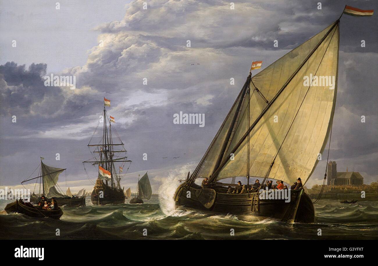 La navigation sur la Meuse, Dordrecht, par Aelbert Cuyp, début années 1650, Wallace Collection, Londres, Angleterre, RU, FR Banque D'Images