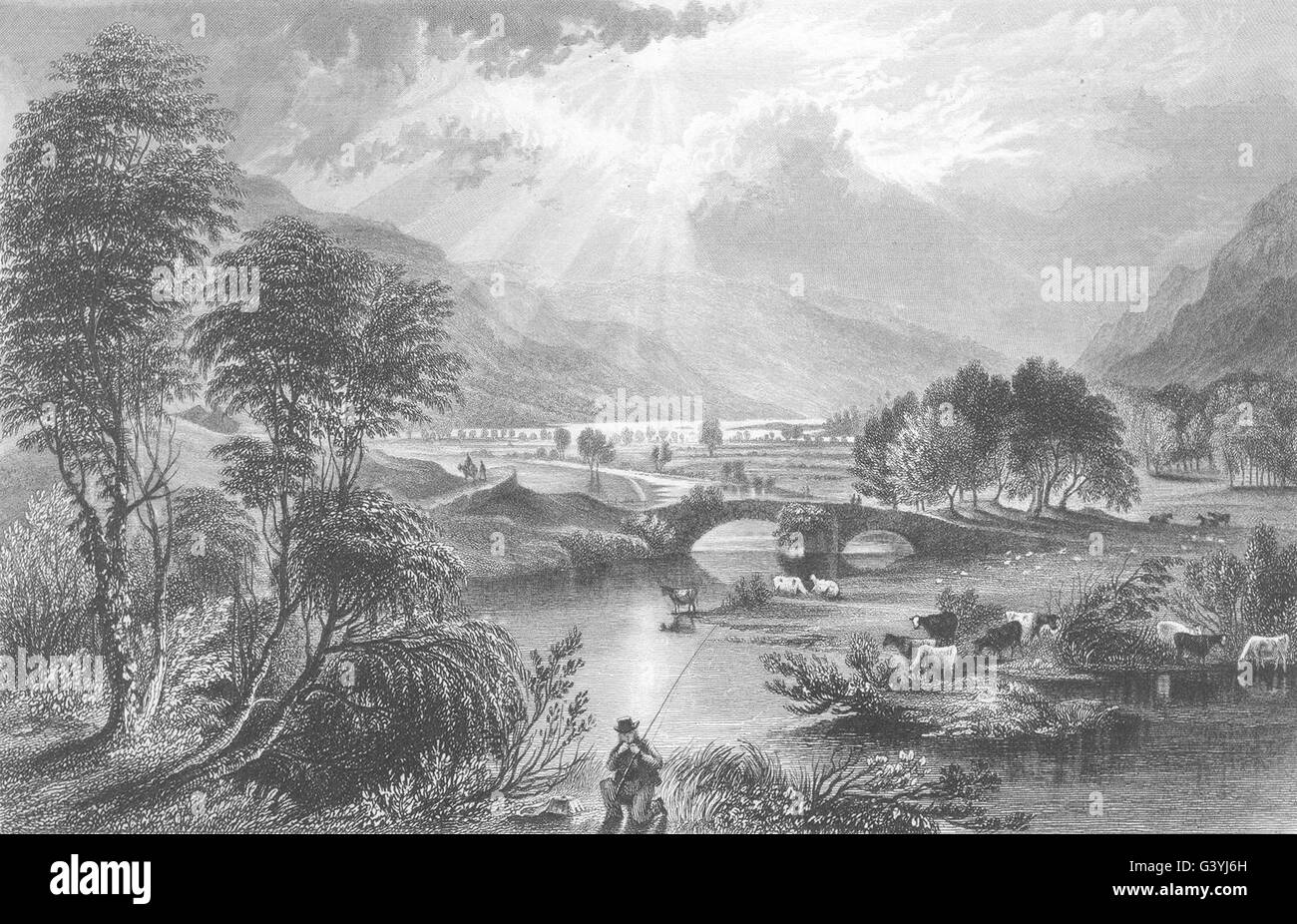 CUMBRIA : Beck & Goldrill Ullswater, Cumberland, antique print 1832 Banque D'Images