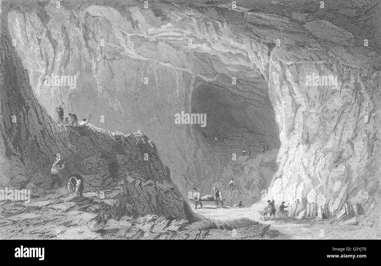 CUMBRIA : Thrang Crag Ardoise, Elterwater, Westmorland (Allom) , 1832 Banque D'Images