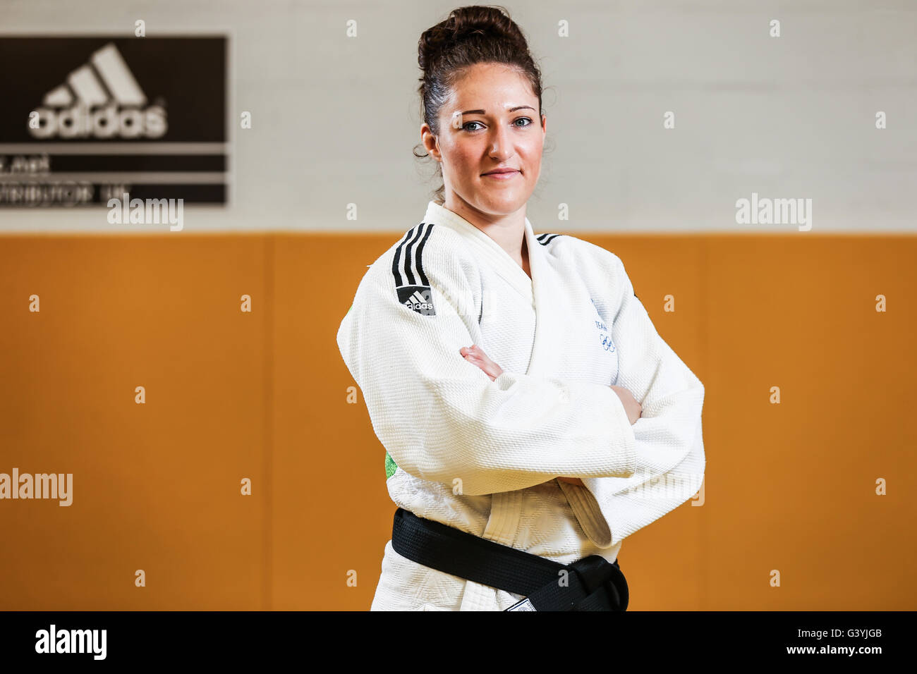 Natalie Powell lors de l'annonce à l'équipe de Judo Britannique Centre d'excellence, Walsall. Banque D'Images