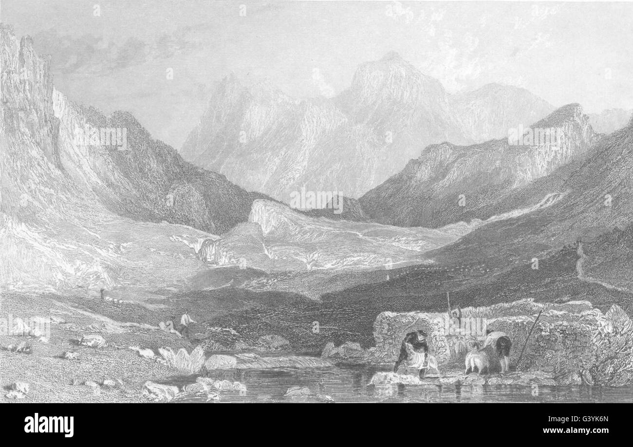 CUMBRIA : Clare Moss, de little Langdale (tête Allom) , ancien 1832 Banque D'Images