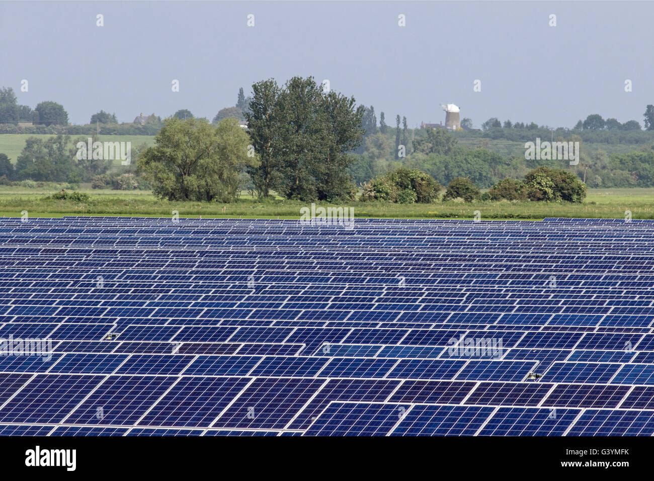Vue de la ferme solaire à Wilburton, Cambridgeshire, Angleterre Banque D'Images