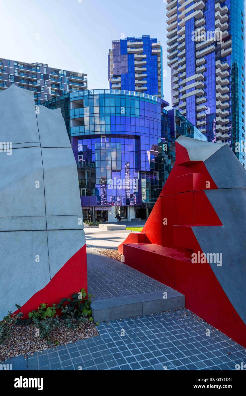 Millepertuis art installation dans les Docklands, ville de Melbourne, Australie Banque D'Images