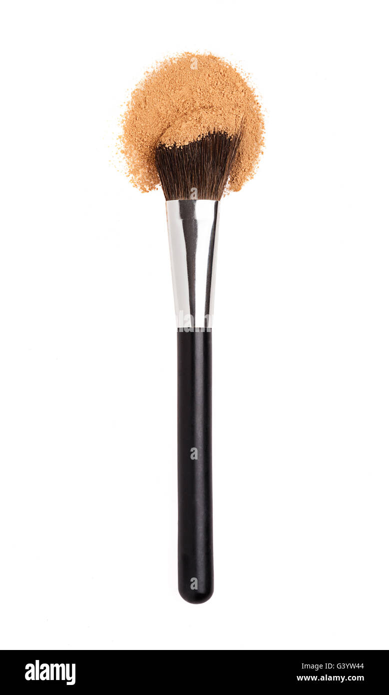 Pinceau de maquillage de poudre. Fondation cosmétique,joue, et de l'ombre à paupières couleurs. Banque D'Images