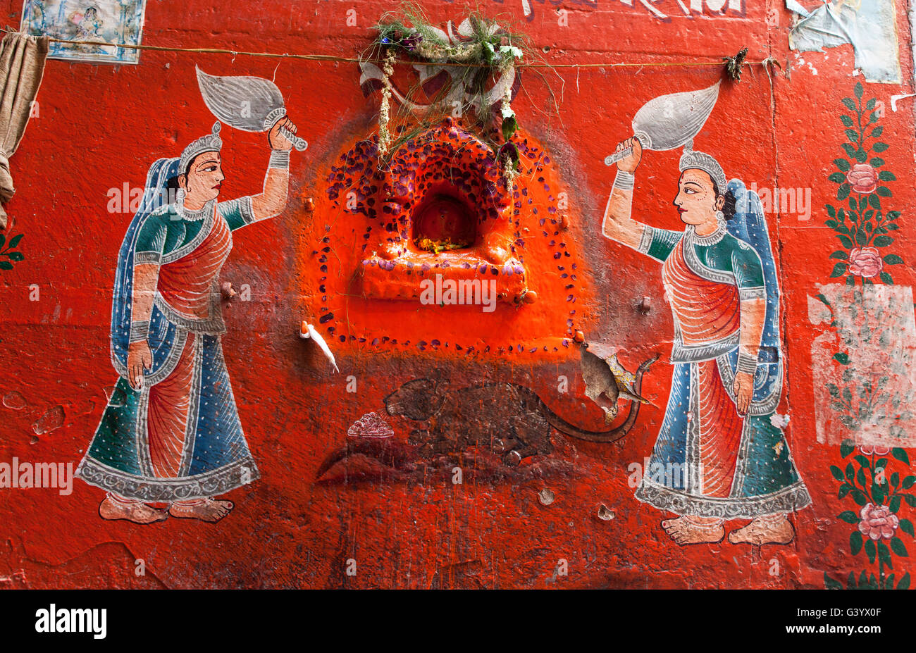 Peinture murale dans la ville de Varanasi, Inde Banque D'Images