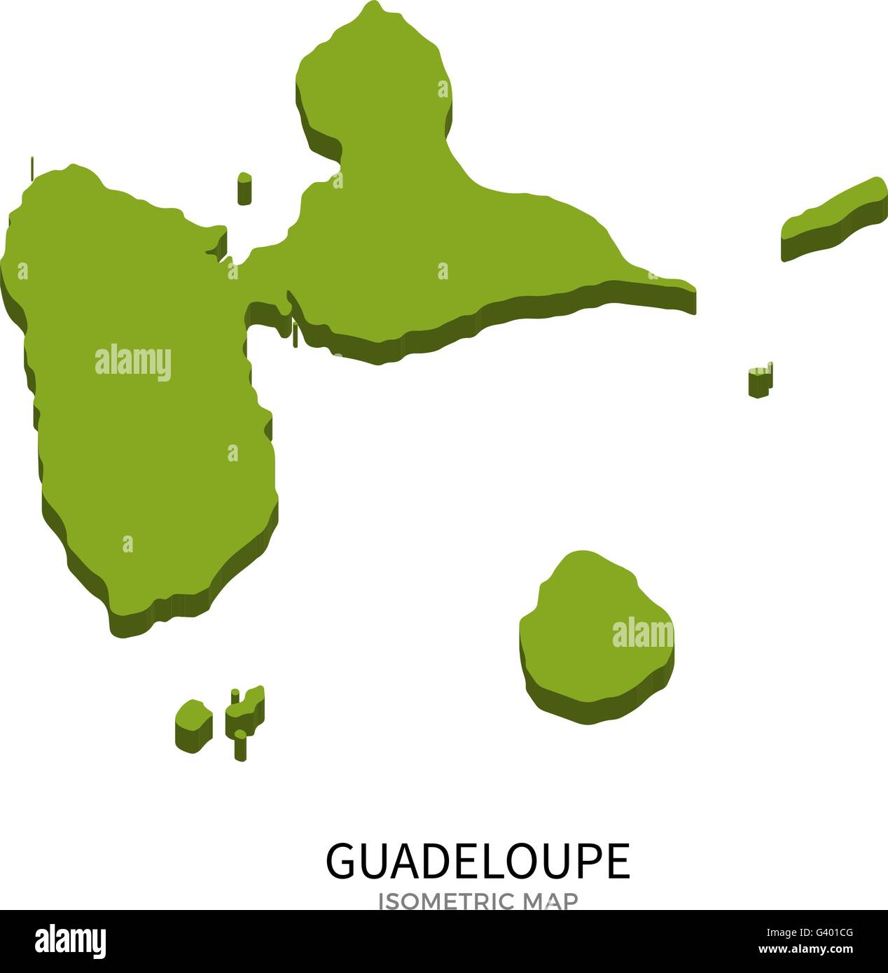 Carte isométrique de la Guadeloupe d'illustration vectorielle détaillée Illustration de Vecteur