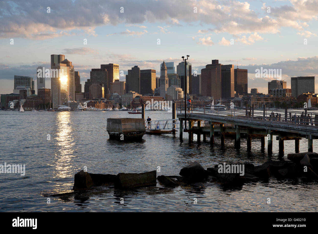 East Boston waterfront, le port de Boston, Skyline Banque D'Images