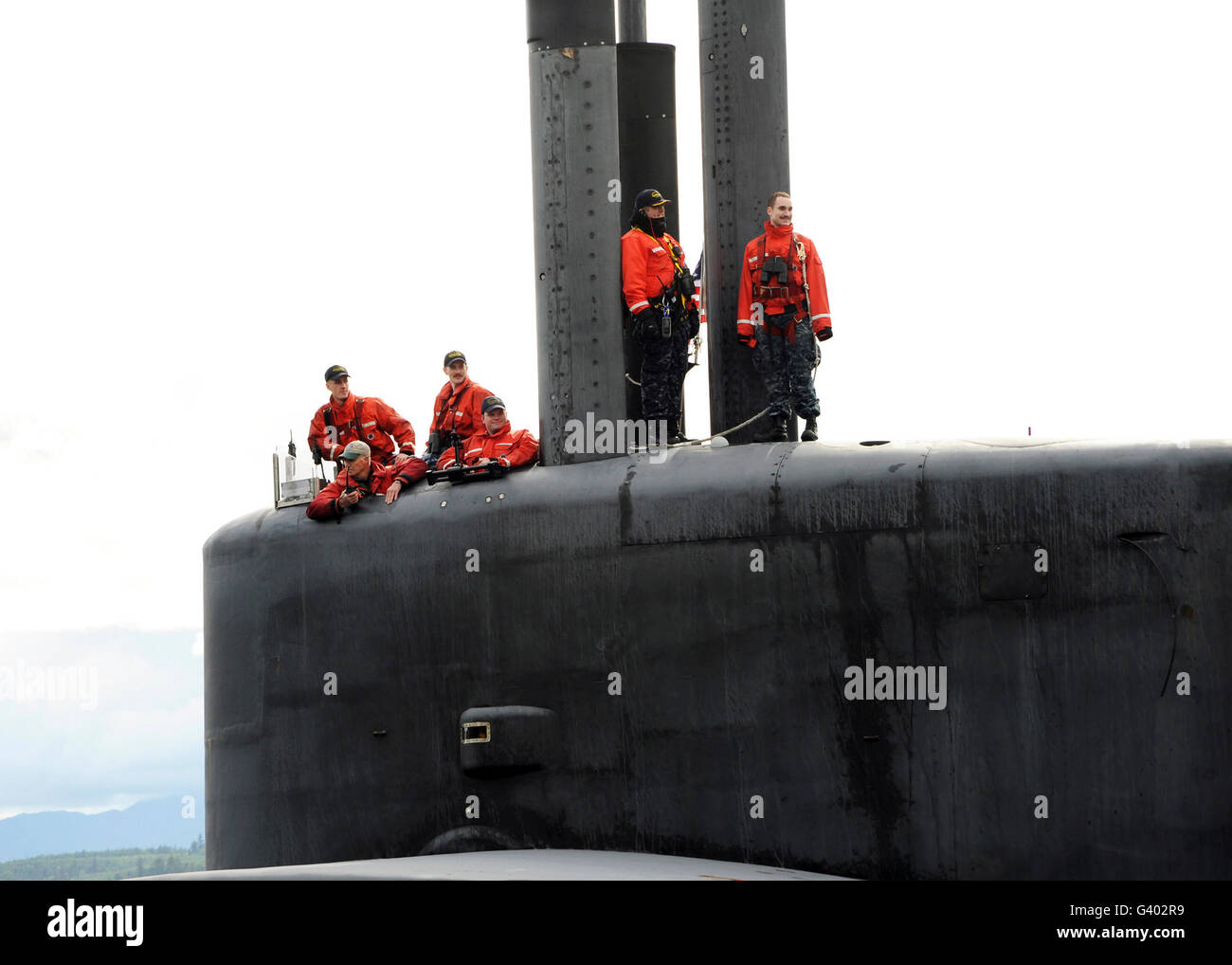 Les membres d'équipage de haut de sous-marin USS Alabama. Banque D'Images
