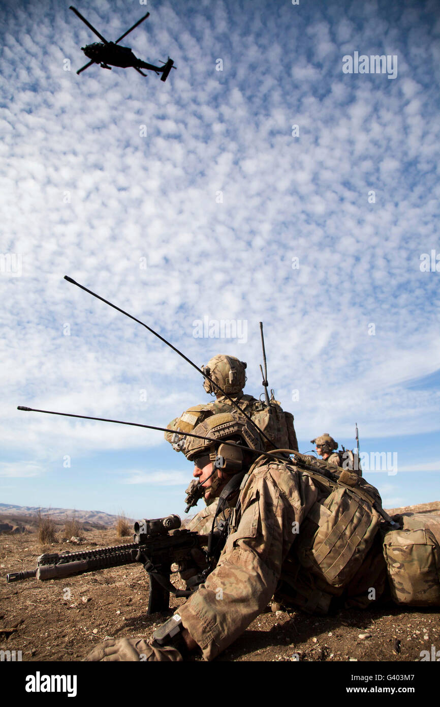 U.S. Army Rangers mener des opérations d'action directe au Camp Roberts. Banque D'Images