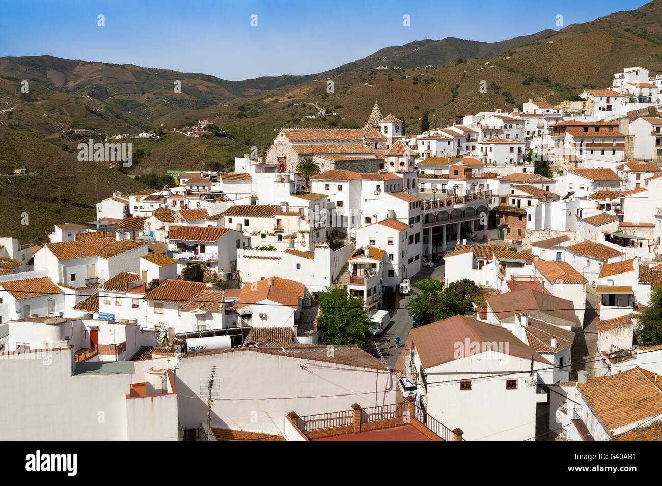 Village de El Borge dans les montagnes d'Axarquia. La province de Malaga. L'Andalousie. Le sud de l'Espagne Europe Banque D'Images