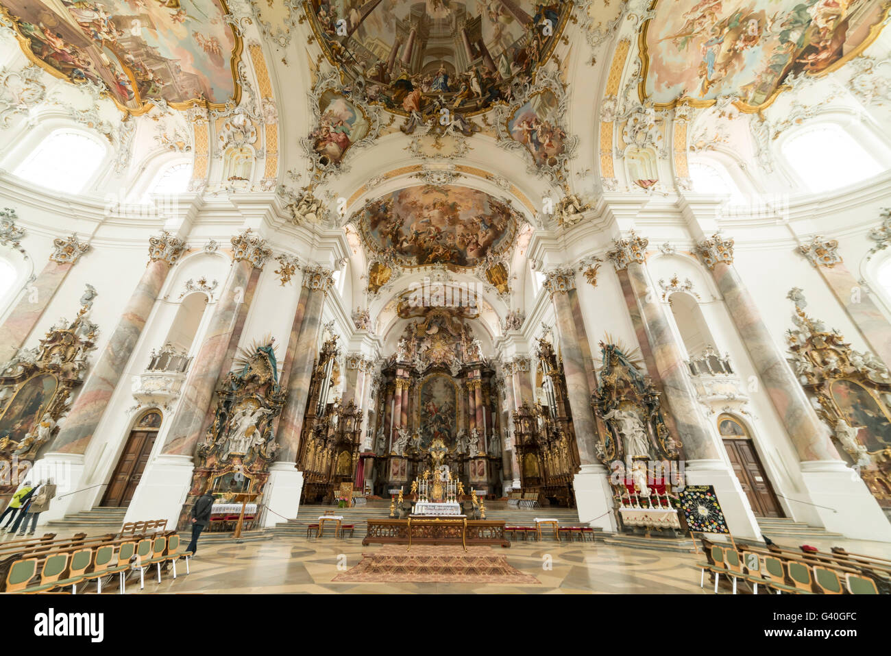 Intérieur de la Basilique, Ottobeuren Abbaye, Allgäu, Bavière, Allemagne Banque D'Images