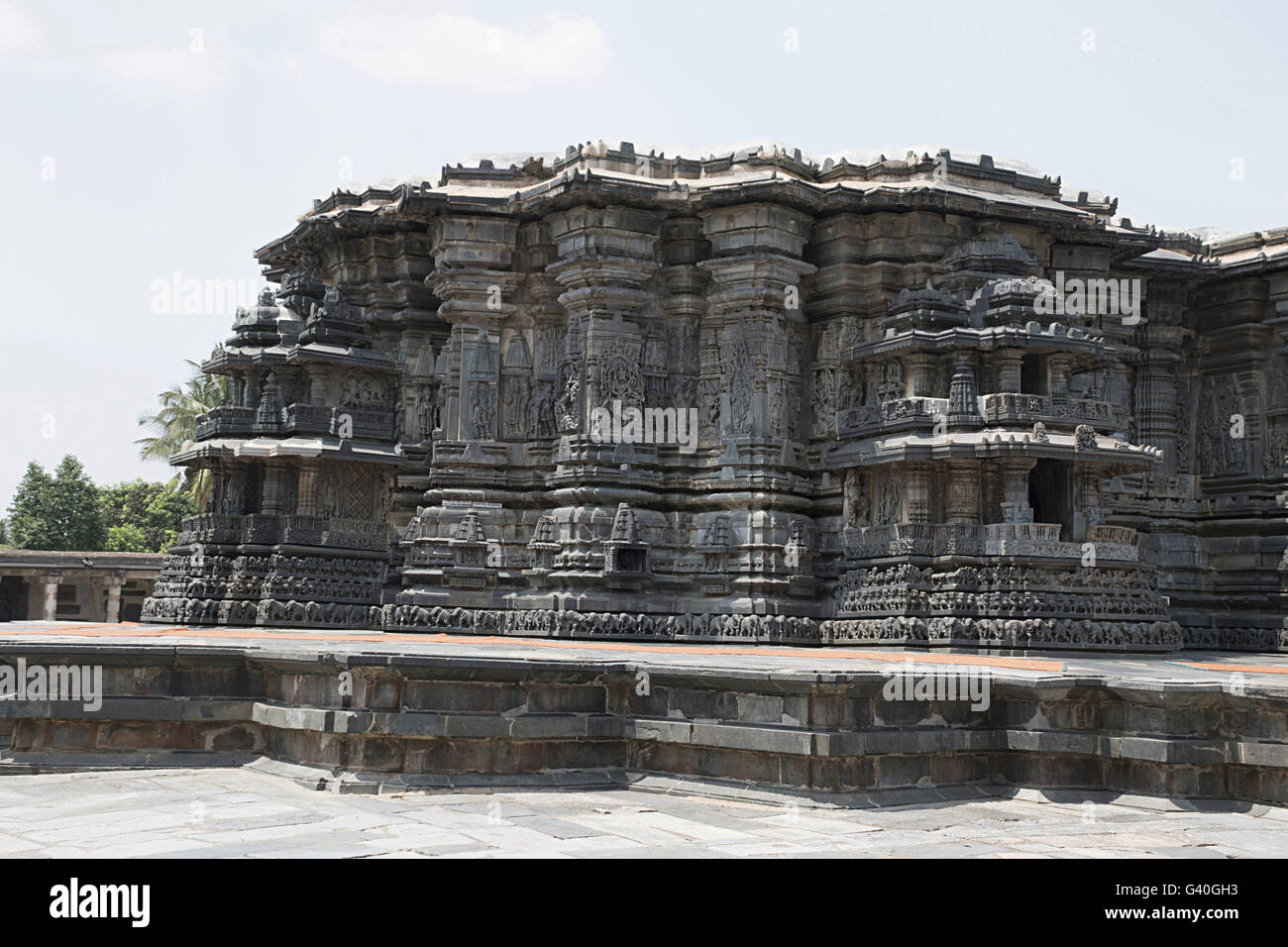 Chennakesava temple, Belur, Karnataka, Inde. Vue depuis le sud-ouest. Banque D'Images
