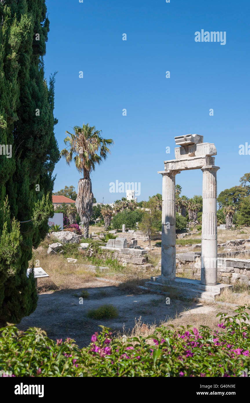 Des colonnes de marbre, l'ancienne Agora, Kos Town, Kos (Cos), du Dodécanèse, Grèce, région sud de la Mer Egée Banque D'Images