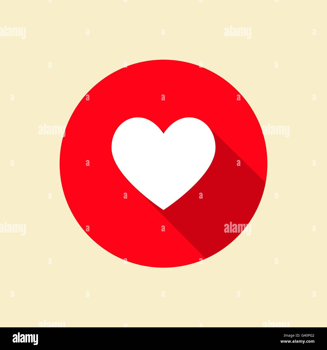 Icône de cœur avec long shadow, stock vector Illustration de Vecteur