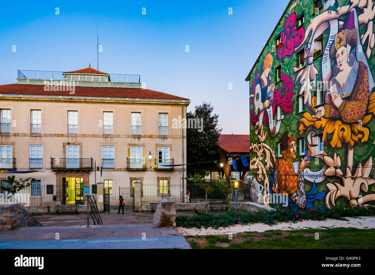 El Triunfo de Vitoria. Peinture murale et l'itinéraire de Vitoria, IMVG. Calle Santa María 9. Vitoria-Gasteiz, Alava, Pays Basque, Espagne Banque D'Images