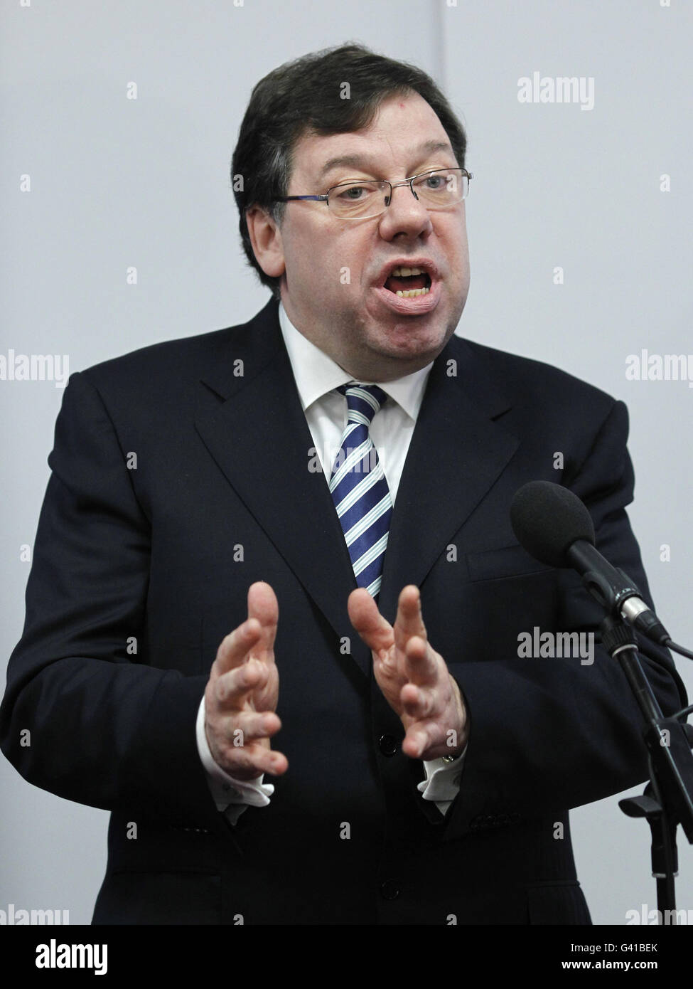 Brian Cowen, premier ministre irlandais, lors d'une réunion du Conseil ministériel nord-sud à Armagh. Banque D'Images