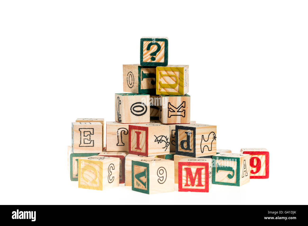 Alphabet en bois,blocs cubes jouet en bois Banque D'Images