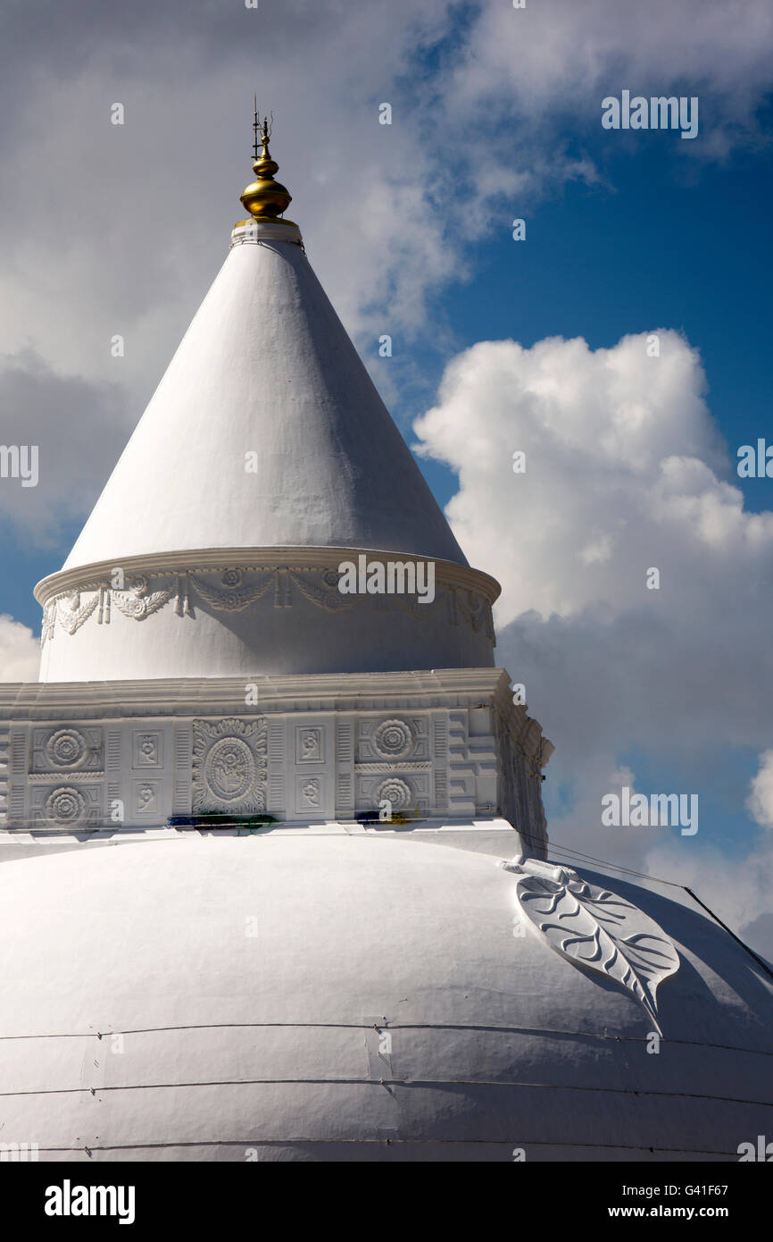 Sri Lanka, Tissamaharama Dagoba, le Raja Maha Vihara, dagoba pinnacle détail décoration feuille bo Banque D'Images
