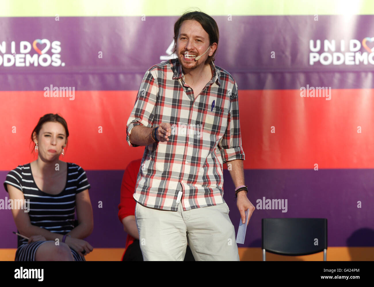 Palma de Mallorca, Espagne. 16 Juin, 2016. Pablo Iglesias , chef de Podemos. Dans le rassemblement politique à Palma de Majorque. Mafalda/Alamy Live News Banque D'Images