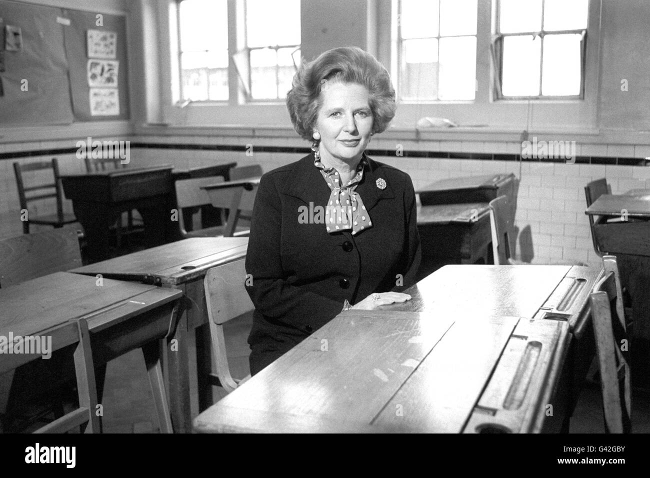 Politique - Margaret Thatcher - Grantham Girls School Banque D'Images