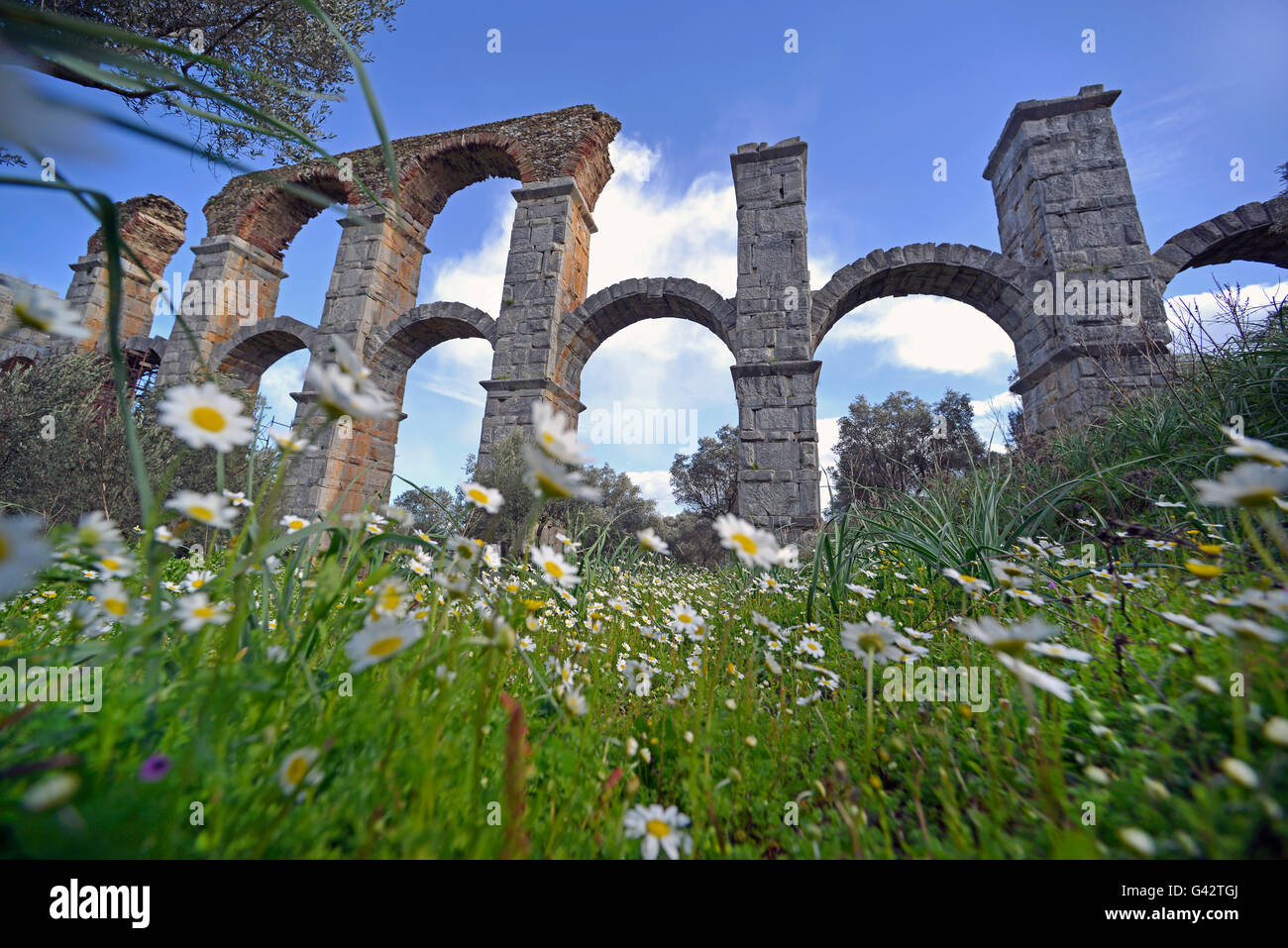 Ancien aqueduc à Lesvos Grèce Moria Banque D'Images