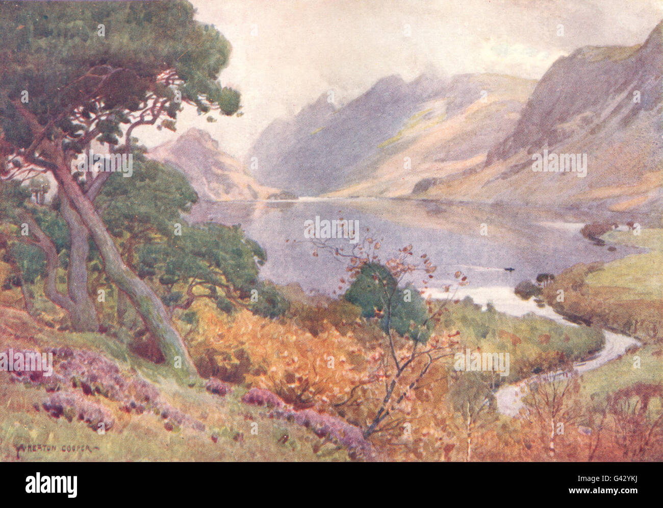 CUMBRIA : Lake district : Échelle de Crummock Water, Hill, antique print 1908 Banque D'Images