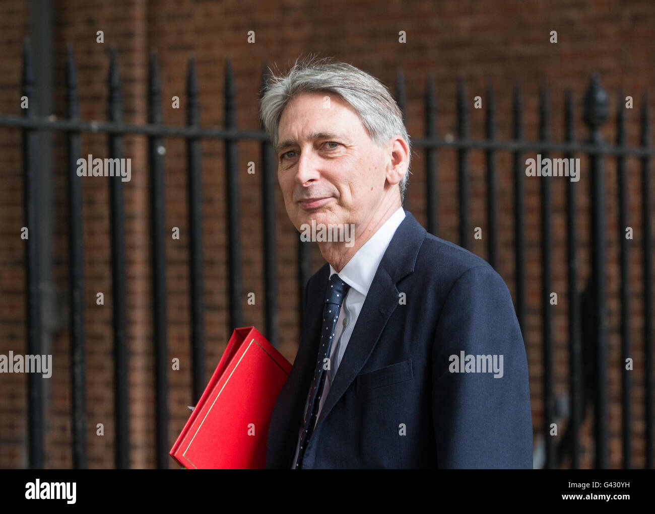 Philip Hammond,secrétaire d'État aux Affaires étrangères et du Commonwealth à Downing Street Banque D'Images