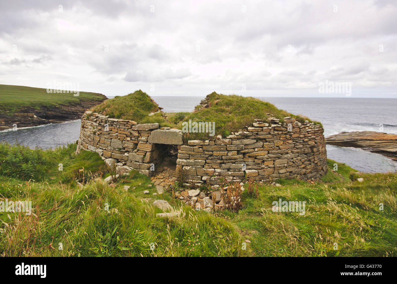 Broch de Borwick, à l'âge de fer ruine sur le continent des Orcades, Ecosse, Royaume-Uni Banque D'Images