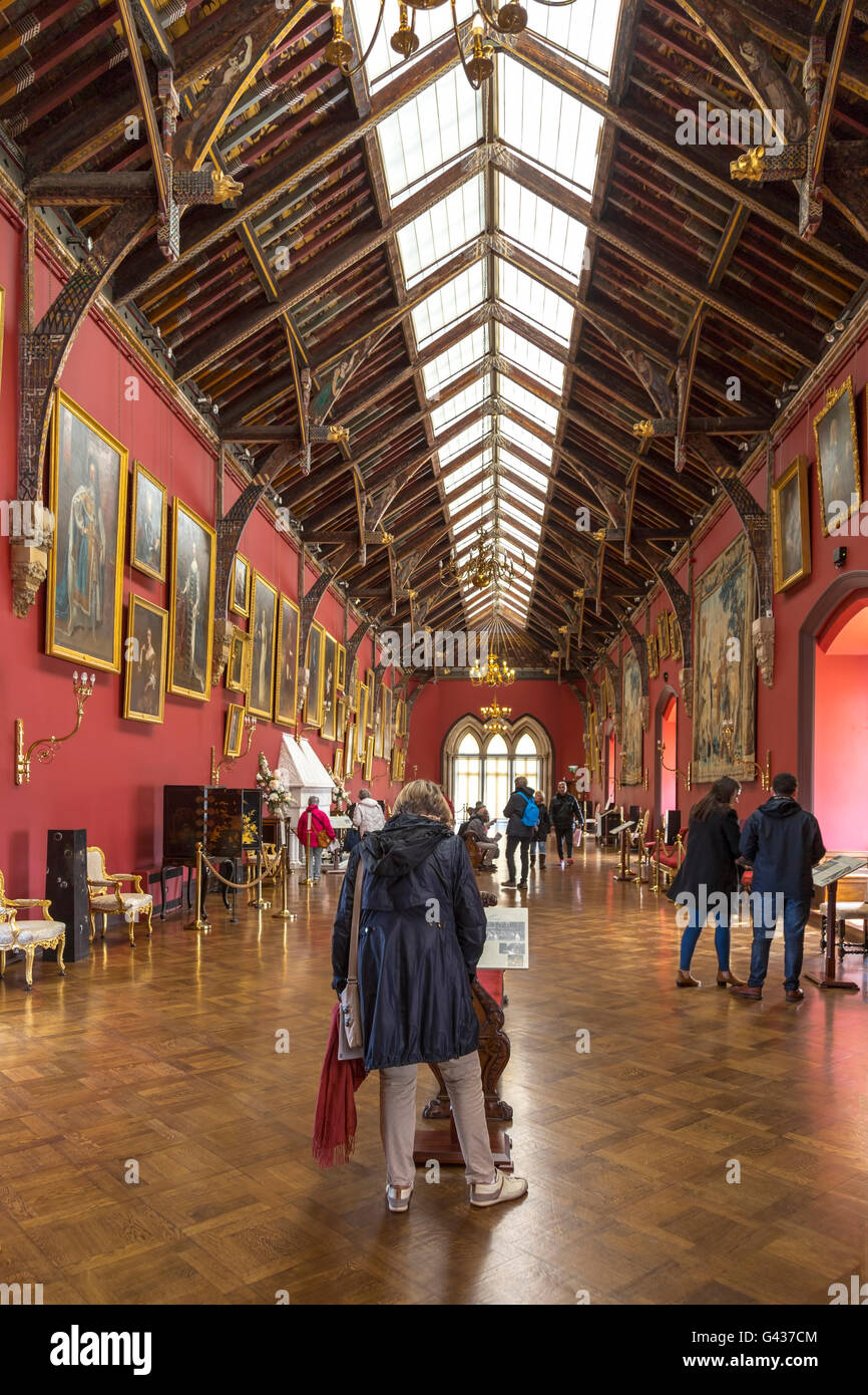 Plafond voûté dans la longue galerie photo au château de Kilkenny ( construit en 1195 ) dans le comté de Kilkenny, Munster, Irlande. Banque D'Images