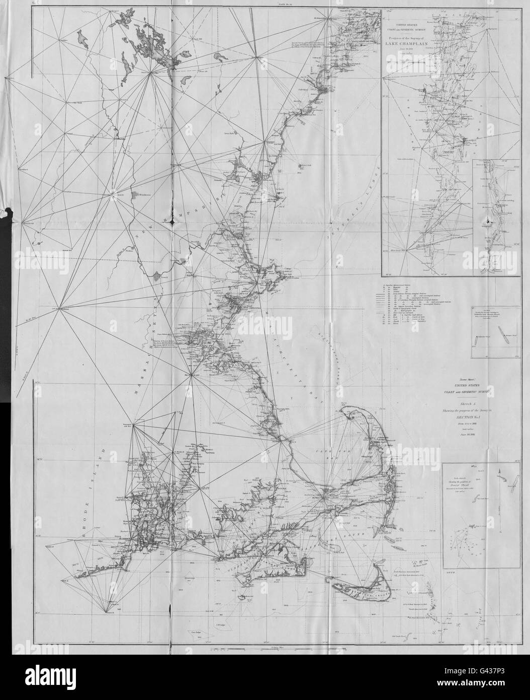 USCGS : enquête sur l'autre. Cape Cod, Massachusetts RI NH ; Lac Champlain, 1881 map Banque D'Images