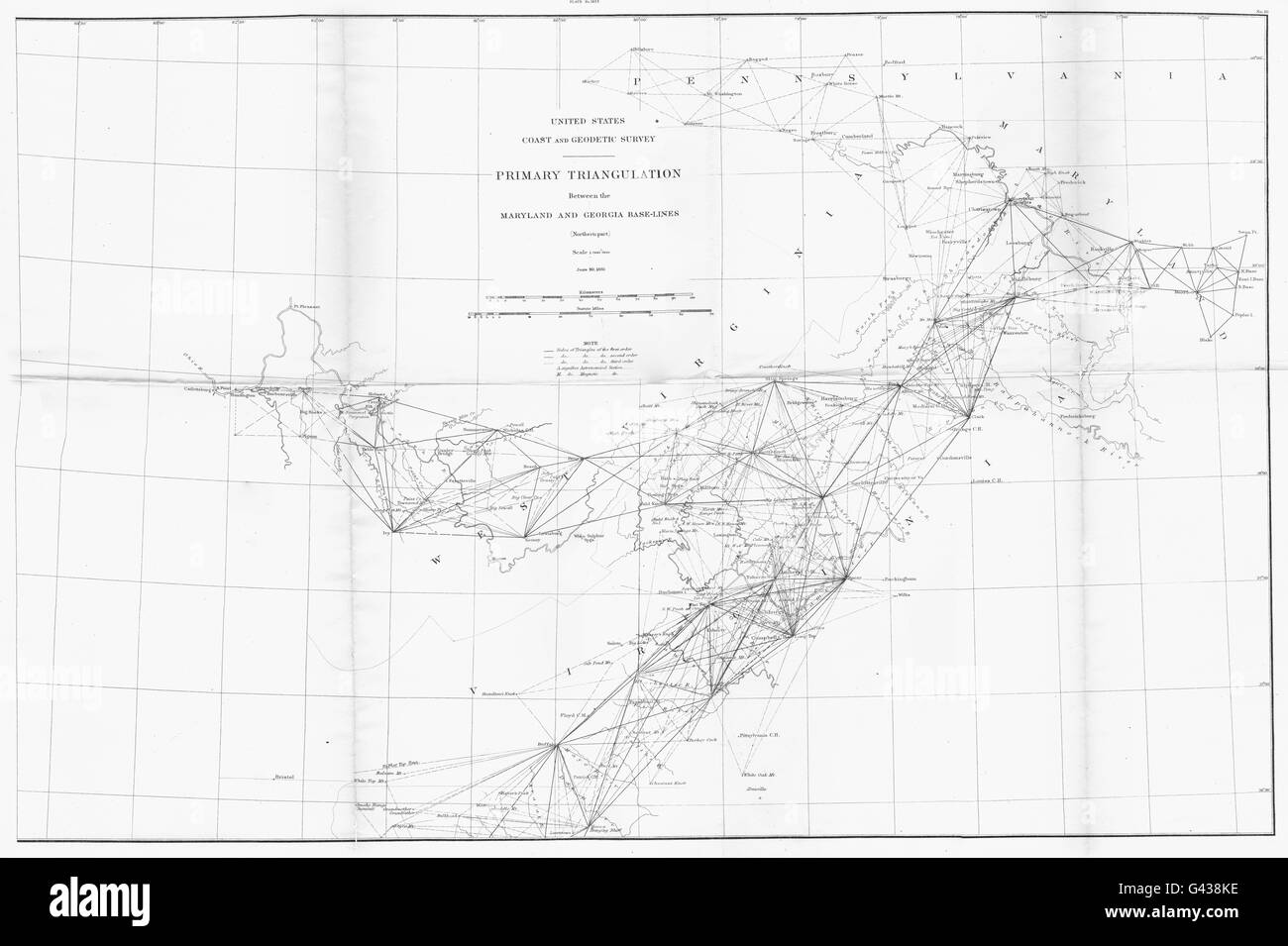 La Virginie de l'OUEST DU MARYLAND VIRGINIA VIRGINIA : USCGS Triangulation, 1881 map Banque D'Images
