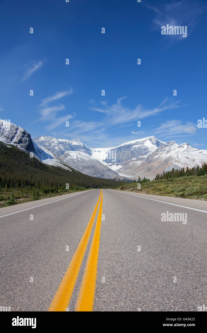 Promenade des Glaciers désolées / Autoroute 93 dans le parc national Jasper, Alberta, Canada Banque D'Images