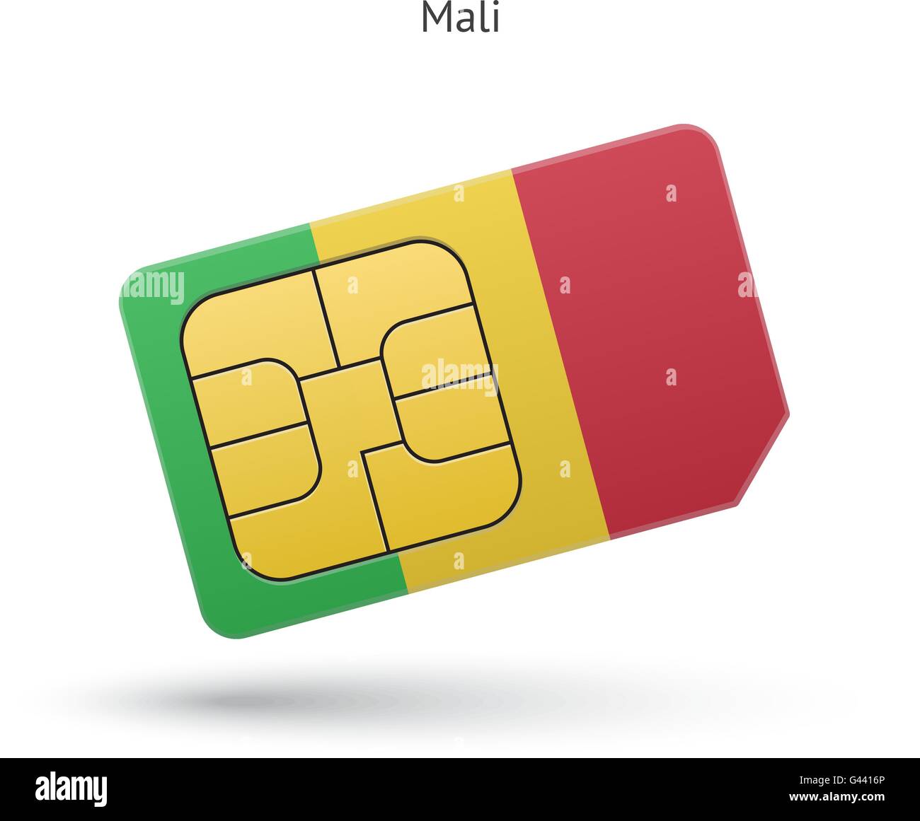 Mali téléphone mobile carte sim avec drapeau. Illustration de Vecteur