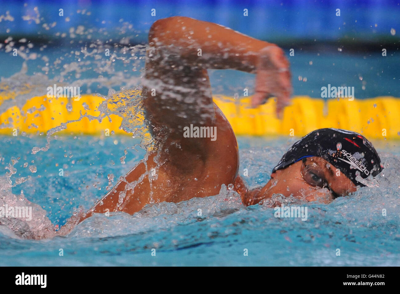 Les Myles Crouch-Anderson de Northampton pendant sa chaleur de l'Open masculin de 800 m Freestyle pendant les championnats britanniques de natation au gaz au centre aquatique de Manchester, à Manchester. Banque D'Images