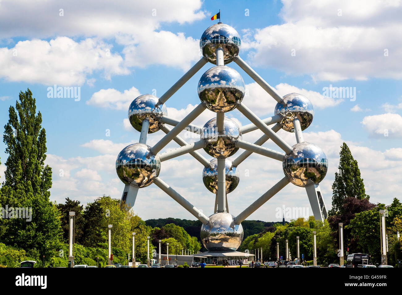 L'Atomium à Bruxelles, Belgique, sur le parc des expositions, Banque D'Images