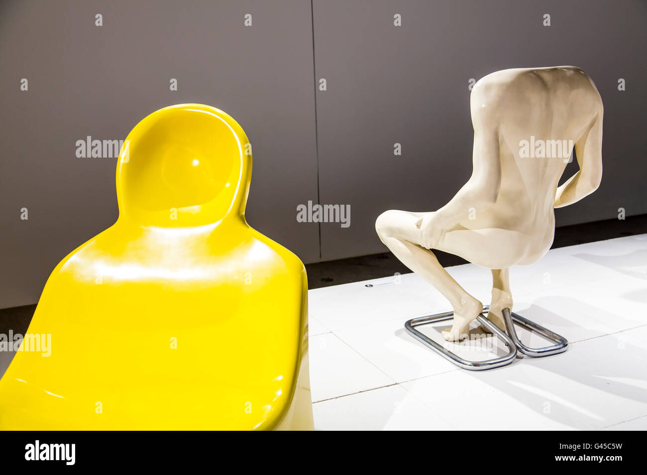 ADAM, Musée d'art et de design de l'Atomium, Bruxelles, exposition permanente Plasticarium, conception d'objets de la 70s en matières plastiques Banque D'Images