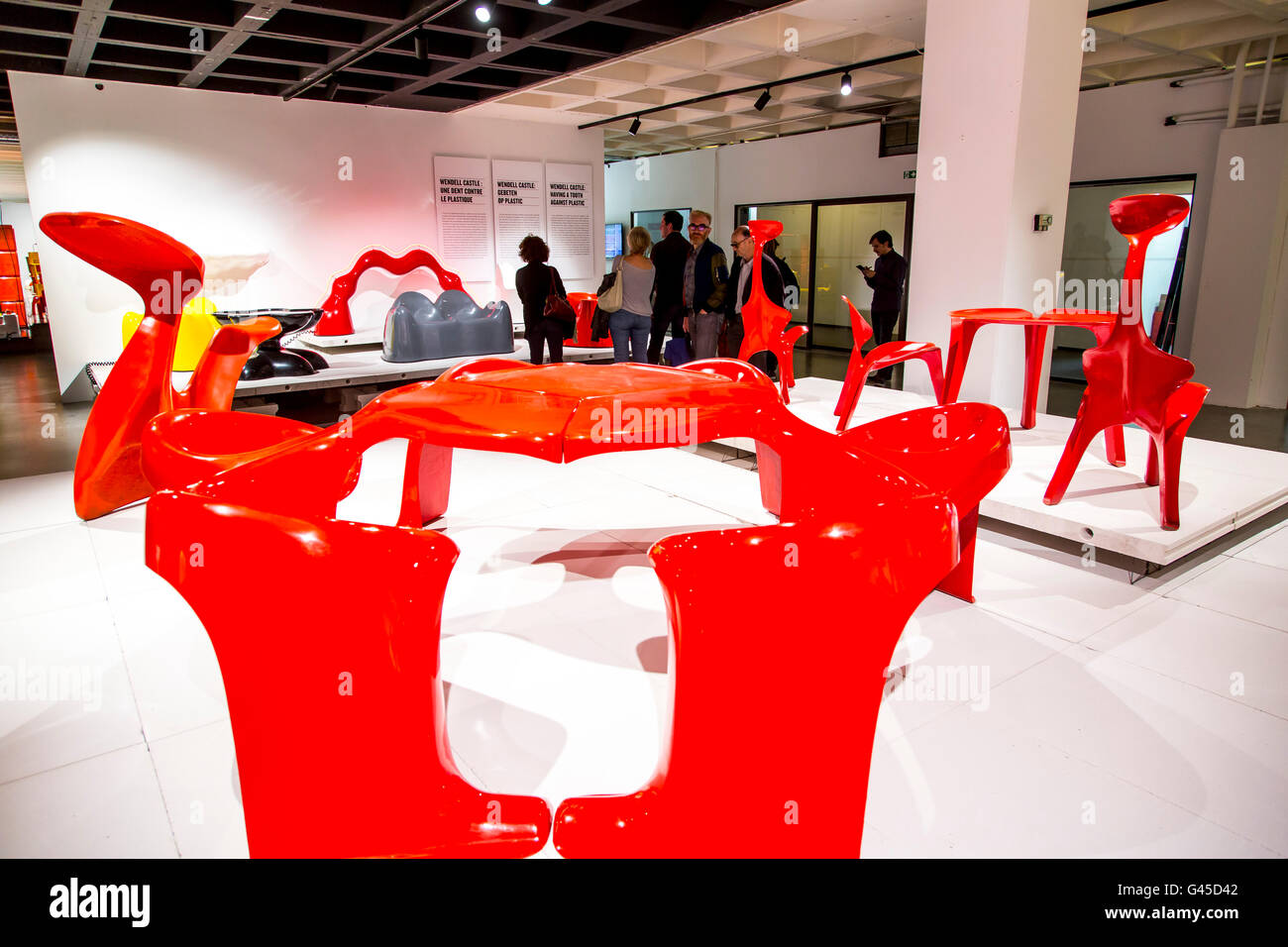 ADAM, Musée d'art et de design de l'Atomium, Bruxelles, exposition permanente Plasticarium, conception d'objets de la 70s en matières plastiques Banque D'Images