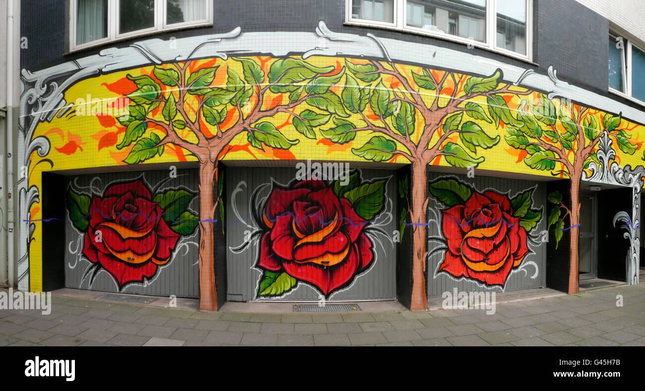 Europe Allemagne Cologne Koln Koeln garage peinture Rose Banque D'Images