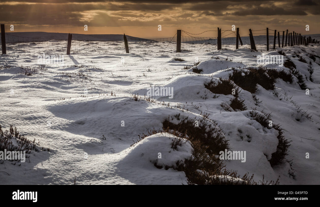 Neige sur Saddleworth Moor Banque D'Images
