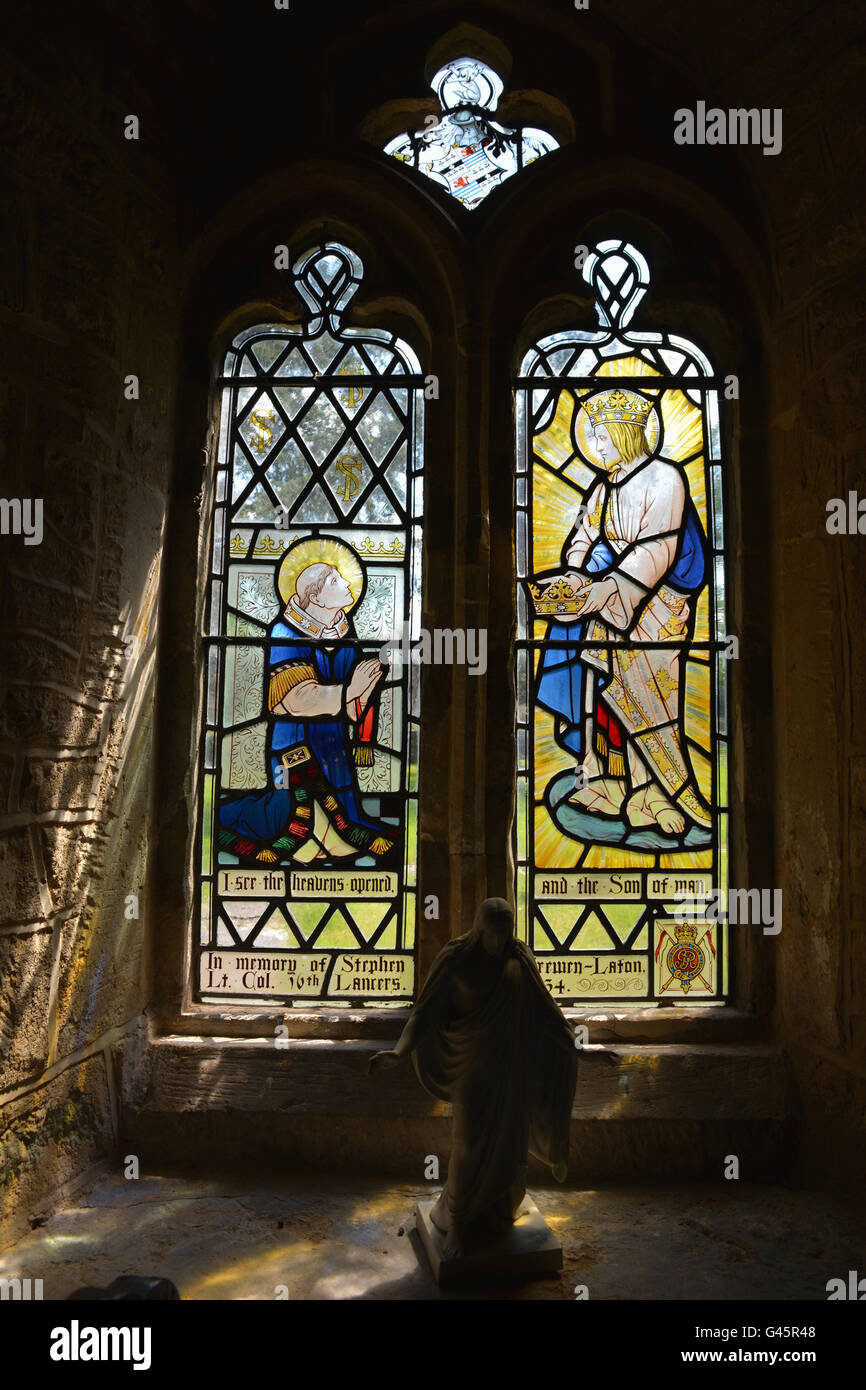 Vitrail, St Stephen's Church, Charlton Musgrove, Somerset, Angleterre Banque D'Images