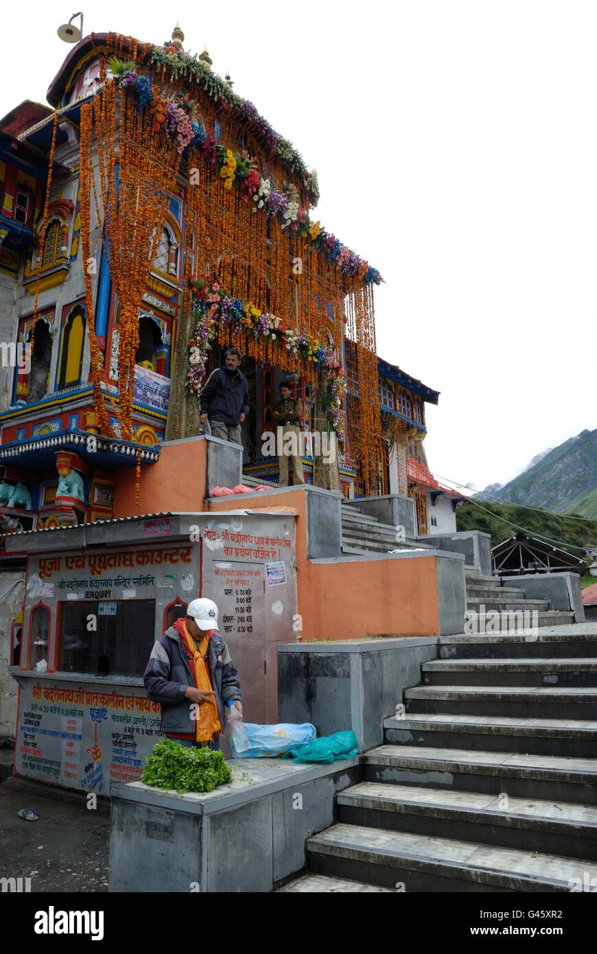 Badrinath, l'un des centre de pèlerinage pour les Hindous, Uttarakhand, Inde Banque D'Images