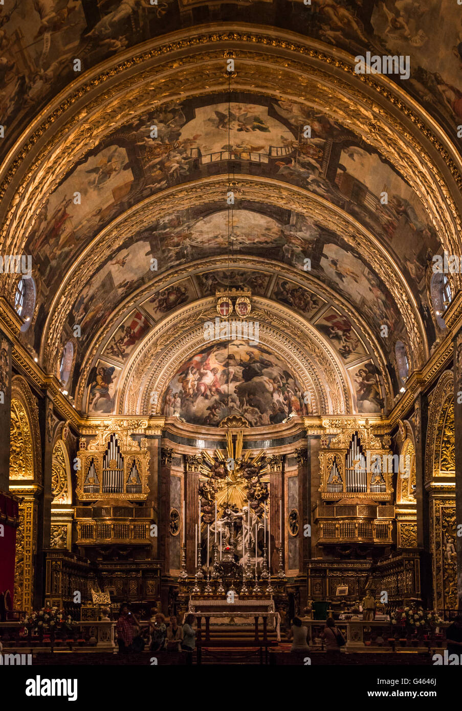 Détail de l'intérieur, la cathédrale St Jean de La Valette, Malte Banque D'Images