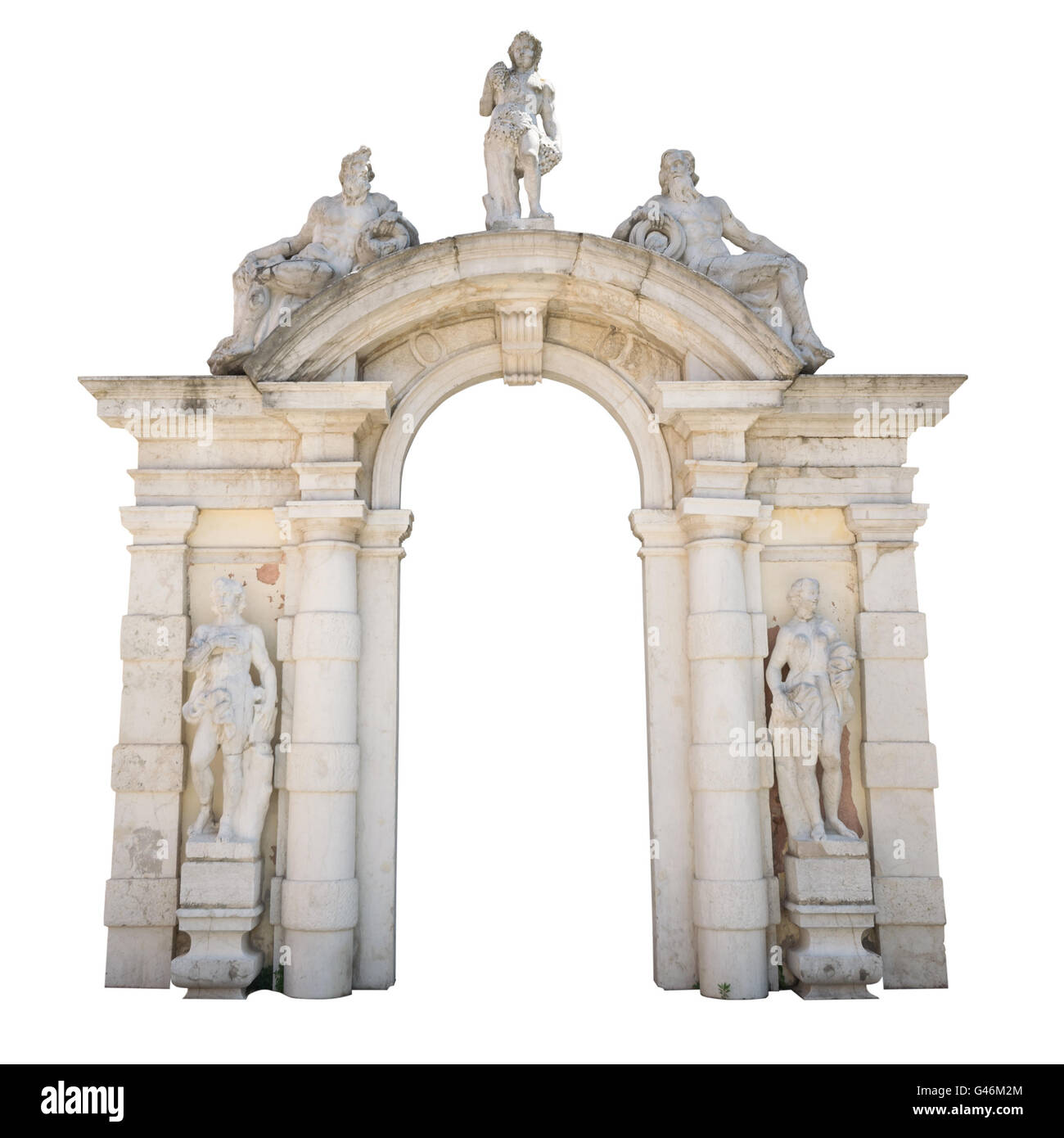 L'entrée en pierre blanc avec des statues approprié comme un cadre ou une bordure. Banque D'Images