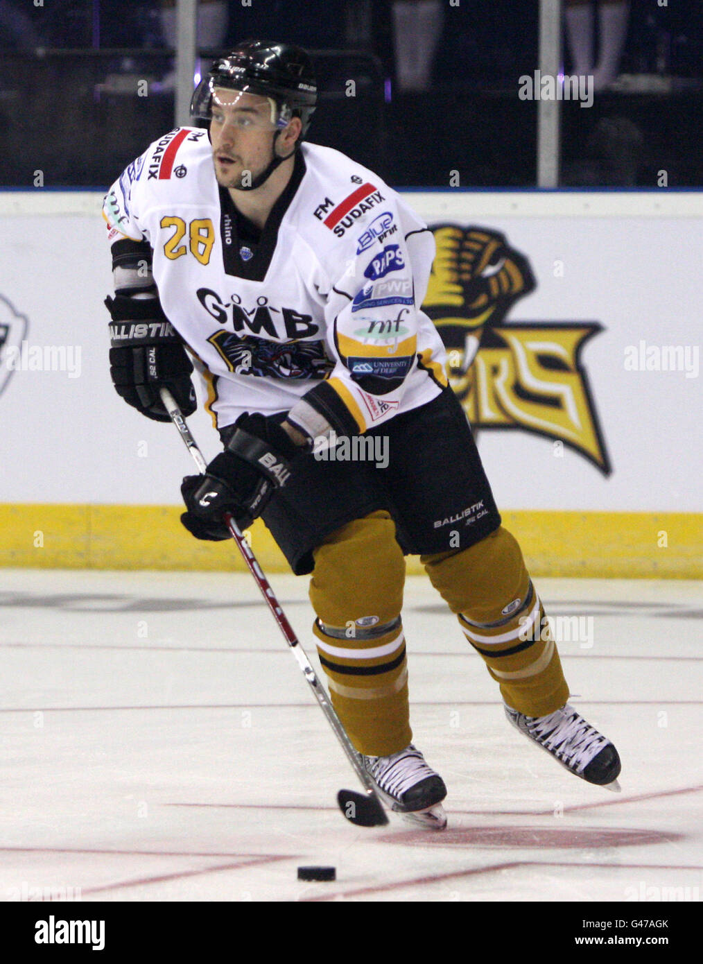 Hockey sur glace - Elite Ice Hockey League - 2011 Play offs - final - Cardiff Devils v Nottingham Panthers - Capital FM Arena. Gillaume Lepine, Nottingham Panthers Banque D'Images