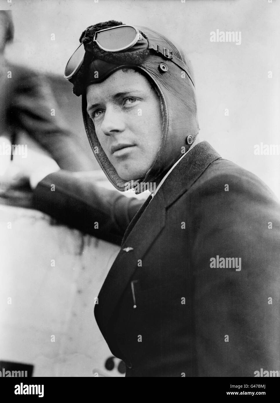 Charles Lindbergh (1902-1974), le célèbre aviateur américain pour son premier vol en solo non-stop à travers l'Atlantique en 1927. Photo de Bain News Service, date inconnue. Banque D'Images