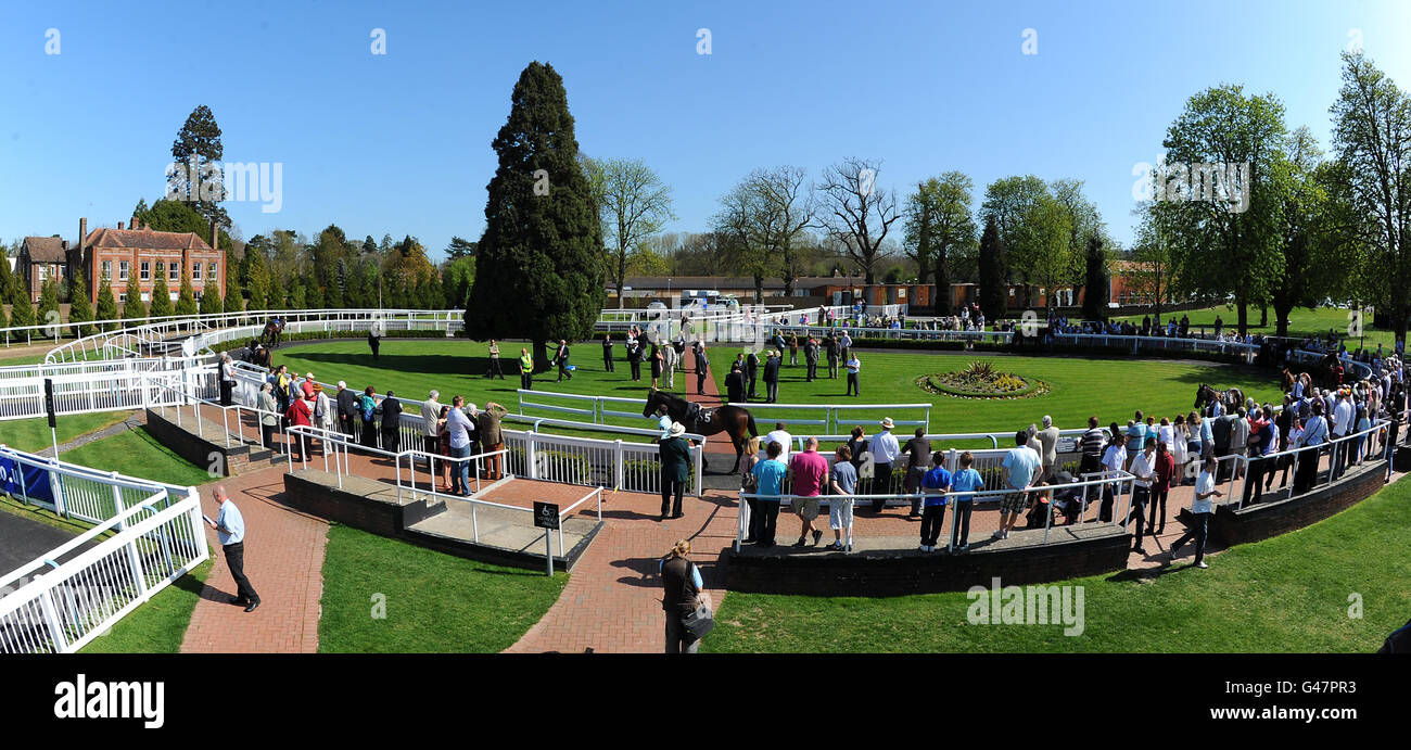 Les courses de chevaux - Printemps Family Fun Day - Lingfield Park Racecourse Banque D'Images