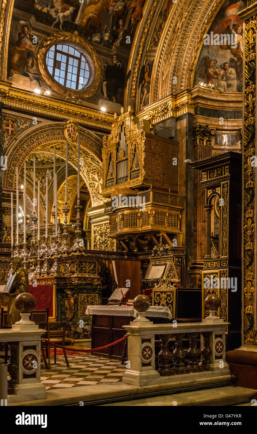 Détail de l'intérieur, la cathédrale St Jean de La Valette, Malte Banque D'Images